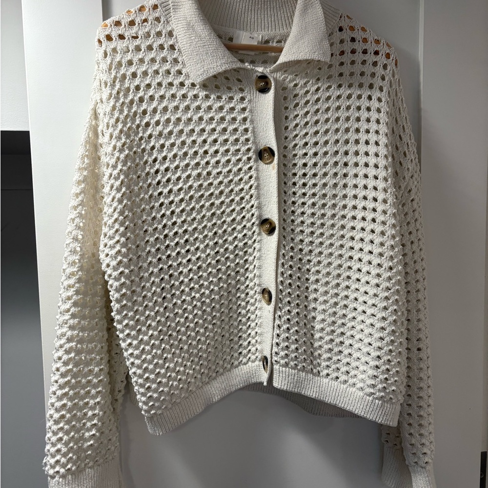 H&M Cream Knit Button-Up Cardigan